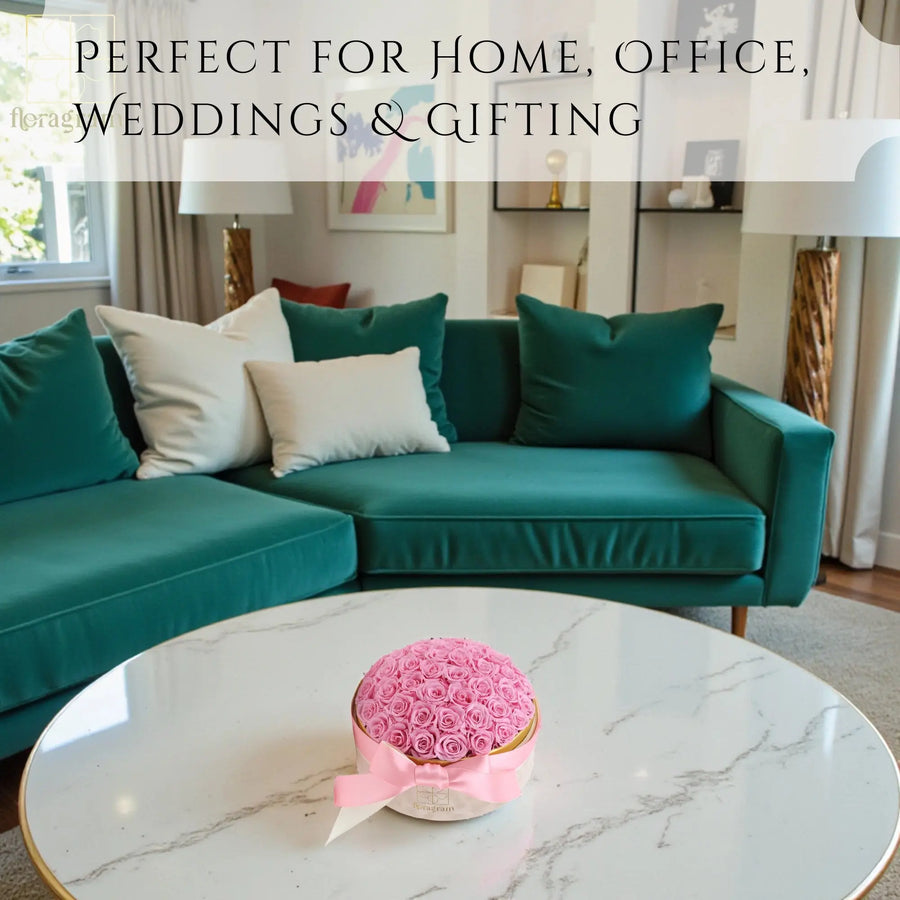 Floragram pink preserved rose box lifestyle — roses that last a year Canada