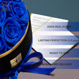 13 oversized blue preserved roses arrangement close-up — Floragram luxury roses